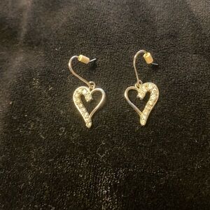 Sterling silver with diamonds‎ fine jewelryheart shaped earring pair